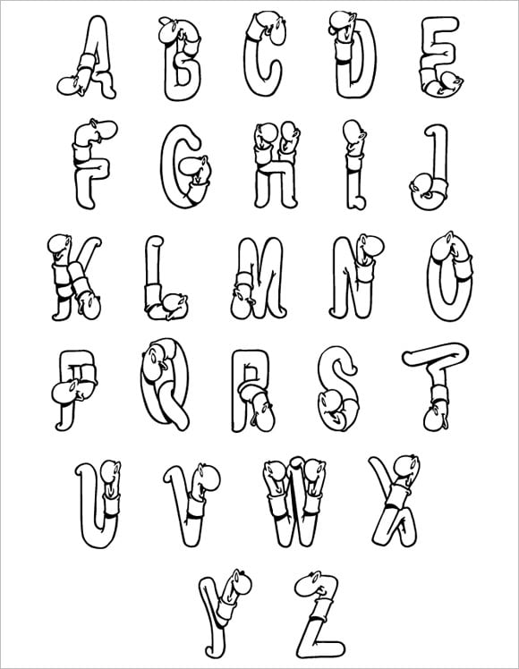 book worm bubble letters print 1