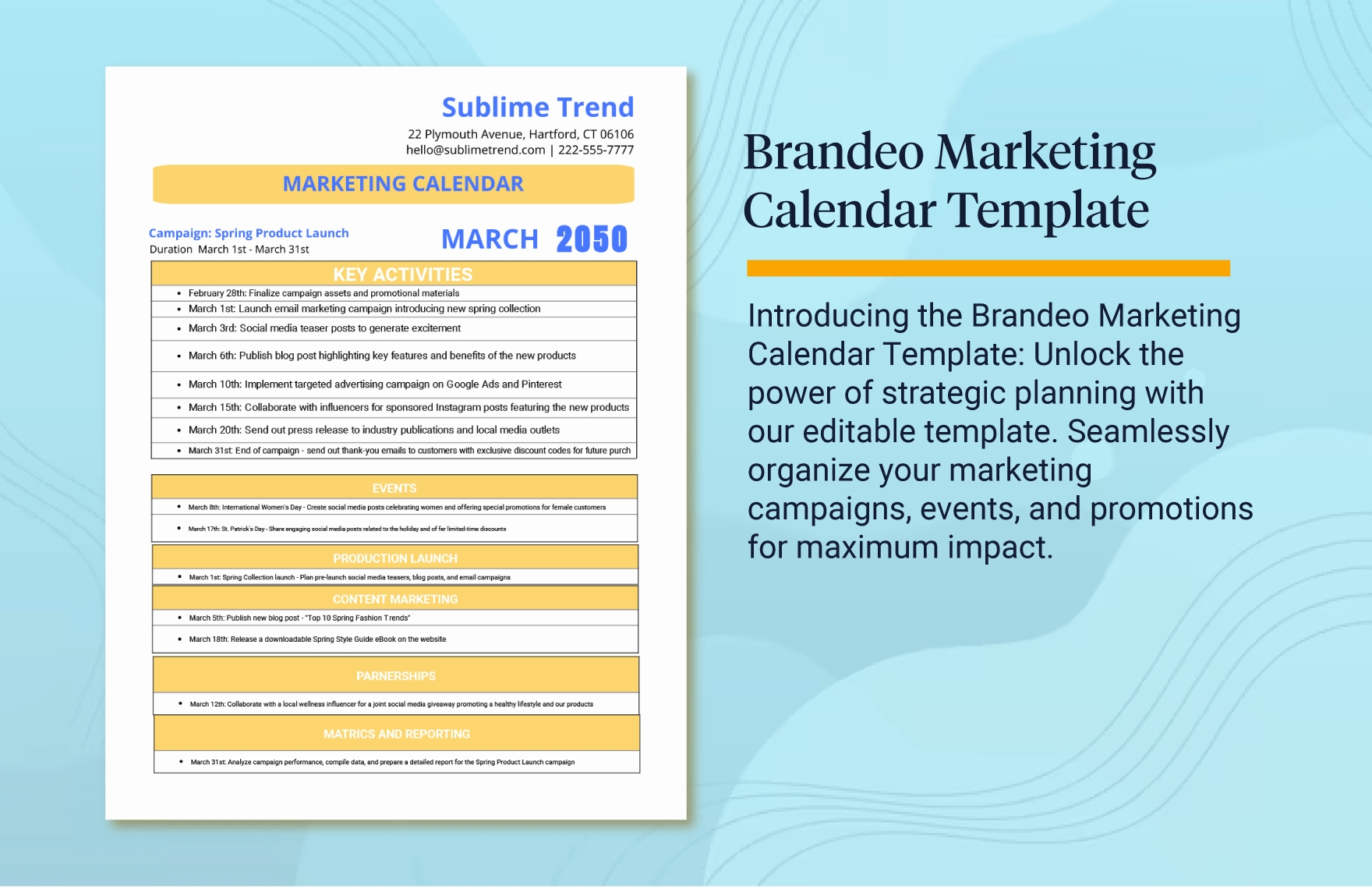 brandeo marketing calendar template