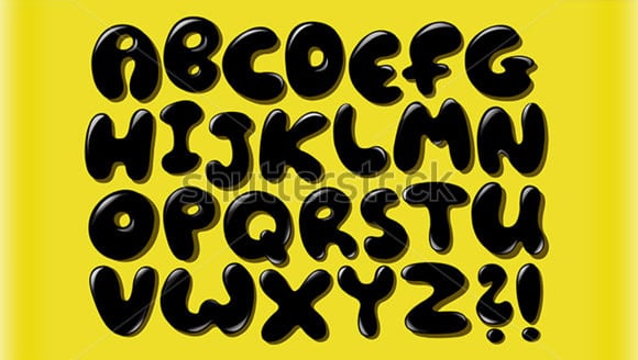 bubble alphabets set in black