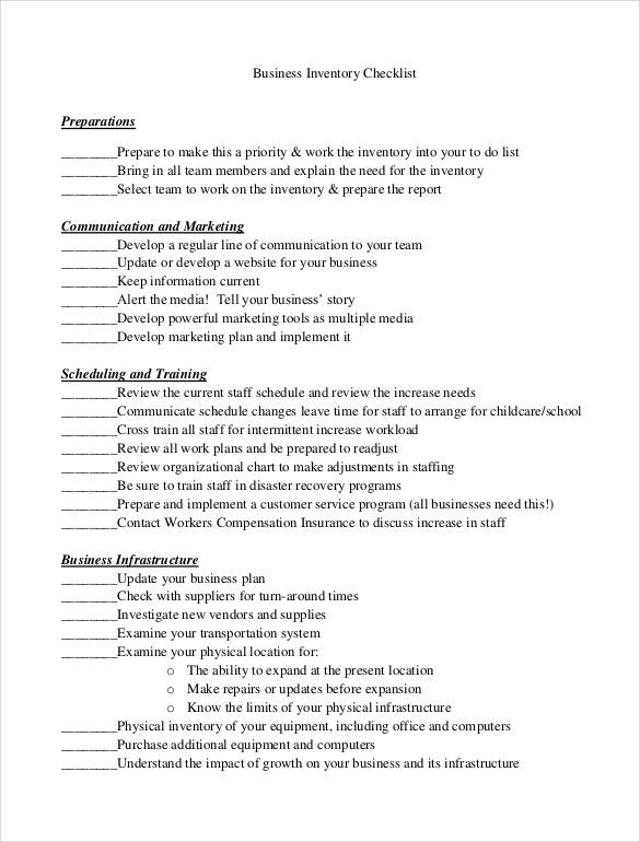 Inventory Checklist Template - 26+ Free Word, Excel, PDF Documents Download