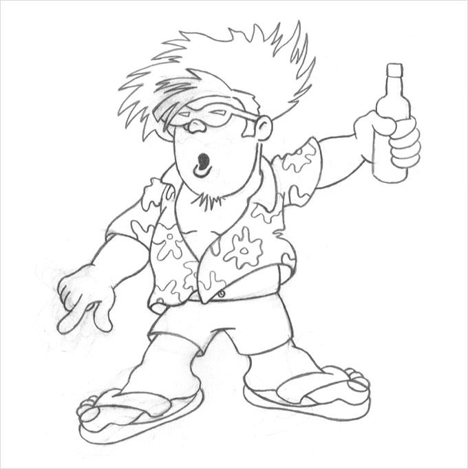 Pencil Drawing Cartoon Character With A Pencil In His Hand Outline Sketch  Vector, Modelled Drawing, Modelled Outline, Modelled Sketch PNG and Vector  with Transparent Background for Free Download