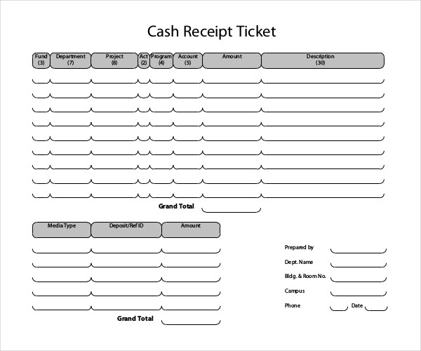 cash receipt ticket