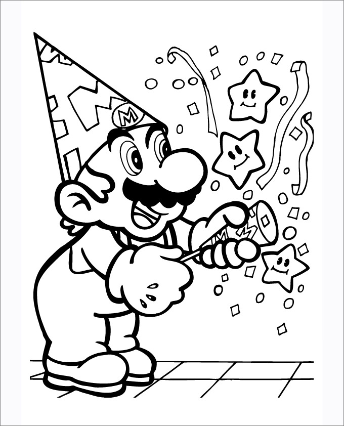 celebrating super mario coloring pages