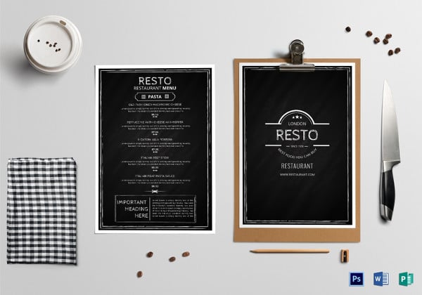 chalkboard restaurant menu template