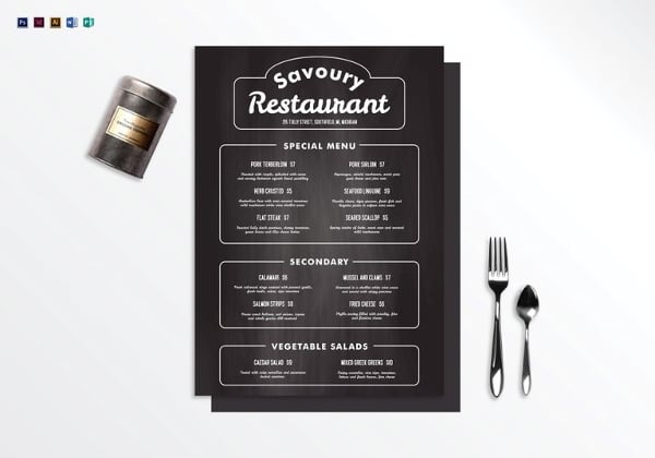 chalkboard restaurant menu template