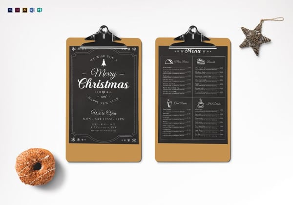 christmas chalk menu template