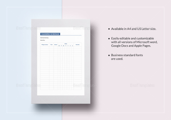 57+ Cleaning Schedule Templates - PDF, DOC, Xls