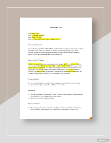 commercial business report template