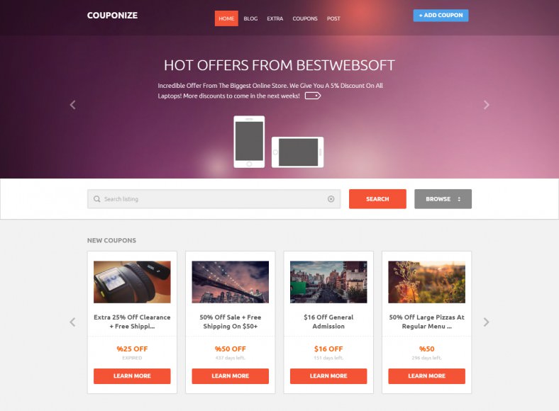 Responsive Coupons and Promo Theme