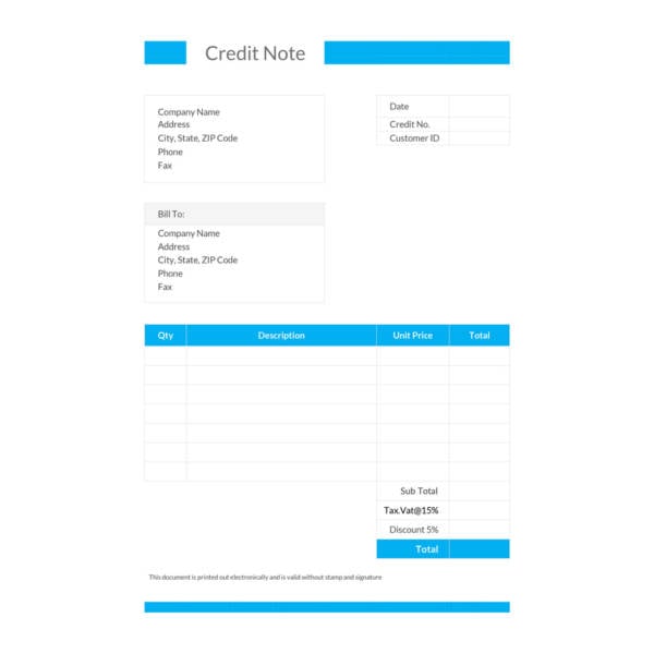 credit note format