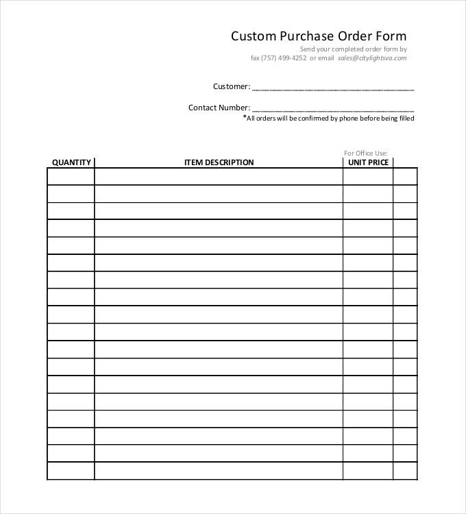 custom purchase order form