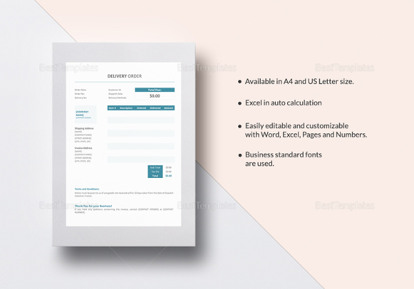delivery order template