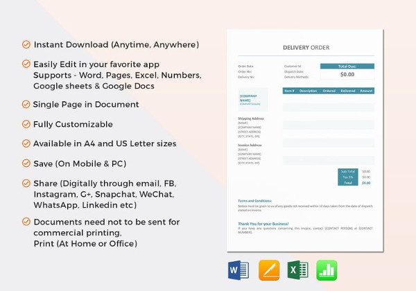 delivery order template