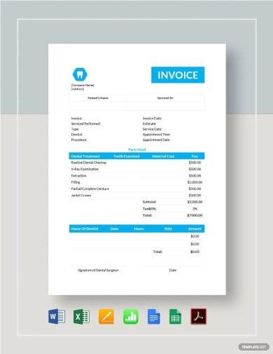 dental invoice tracking template