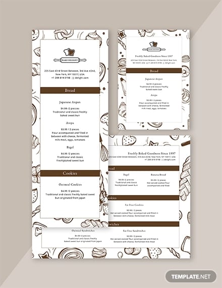 designed bakery menu template
