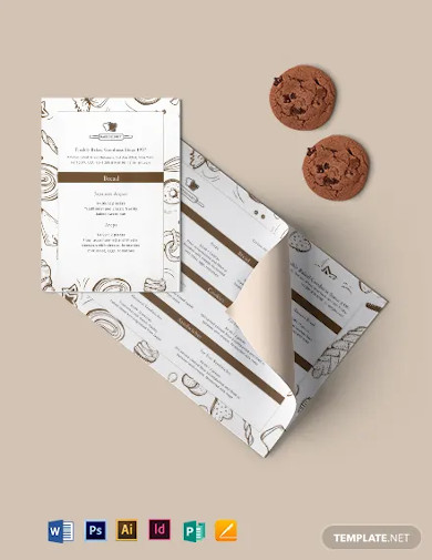 designed bakery menu template