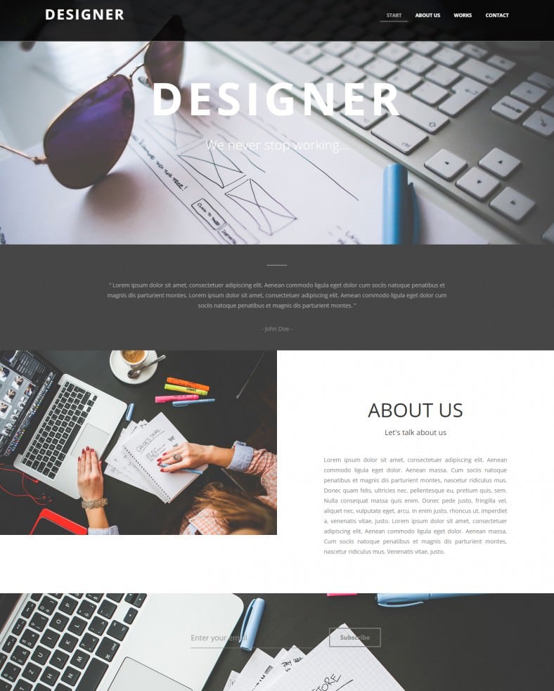 designer page html gallery template 788x983