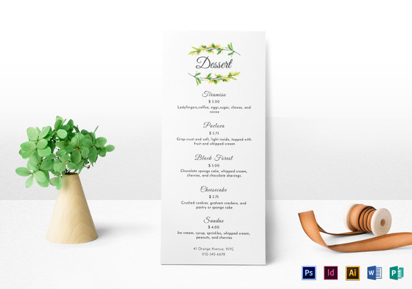 dessert menu design template