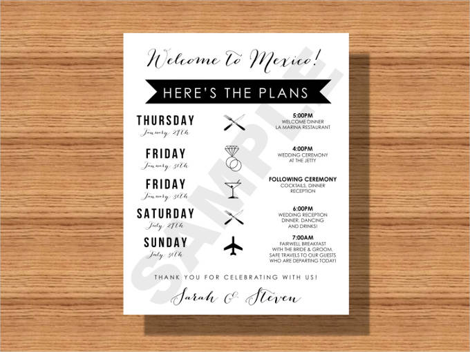 Edit Print Destination Wedding Itinerary Fan Tropical Wedding Itinerary Template TWBI Welcome Letter Welcome Note /& Wedding Timeline