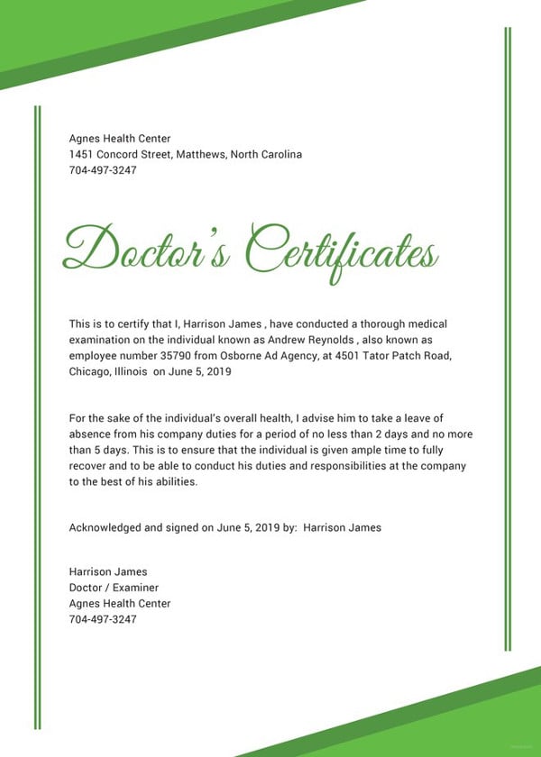 doctor certificate template
