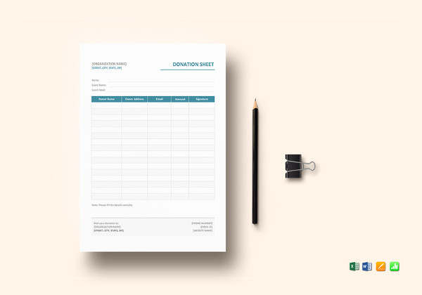 Donation Sheet Template - 9+Free PDF Documents Download