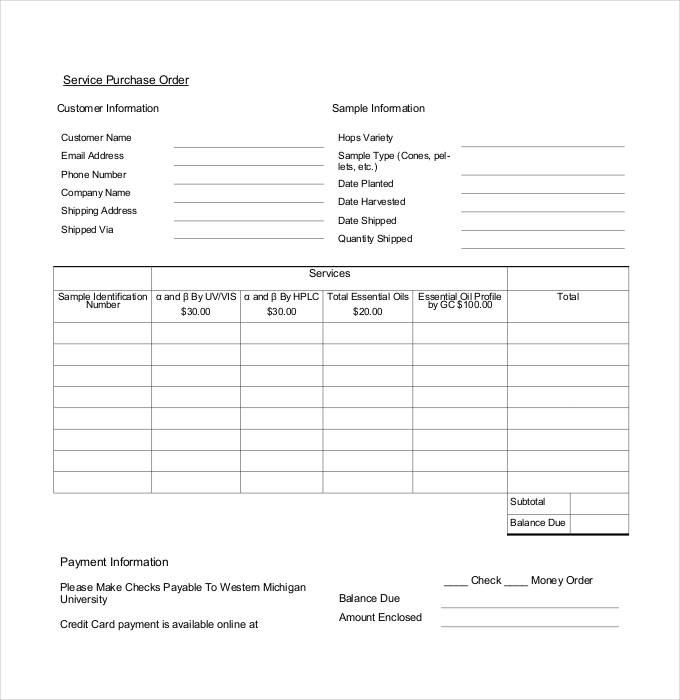 download service purchase order template