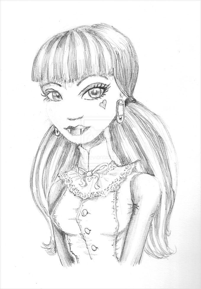 draculaura pencil sketch