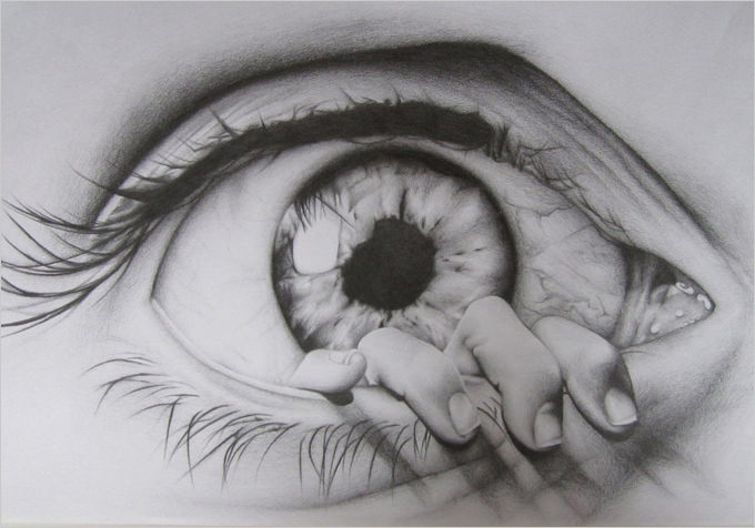 drown eye pencil drawing