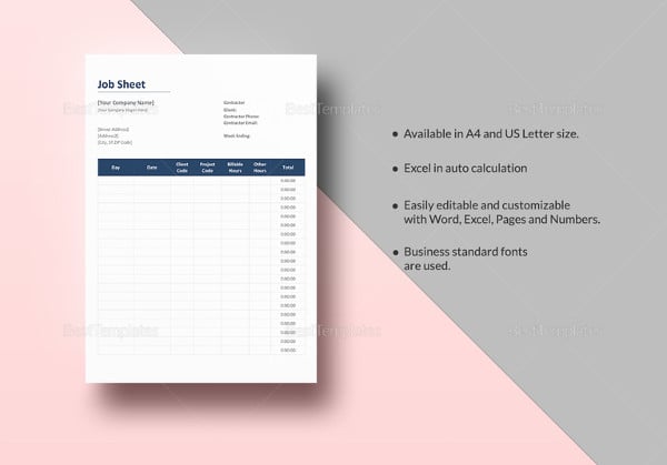 editable job sheet template