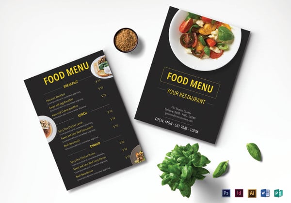 editable restaurant menu template
