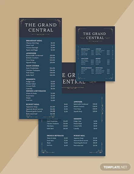 elegant menu board template