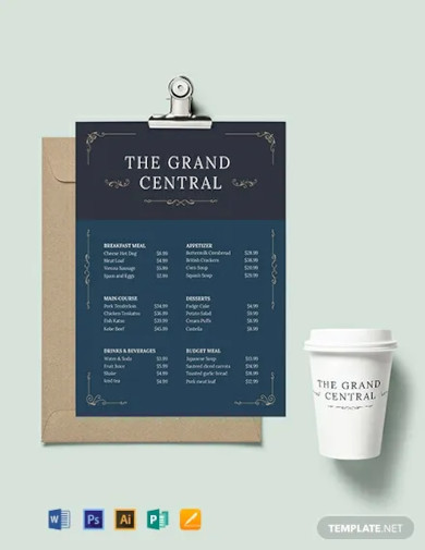 elegant menu board template