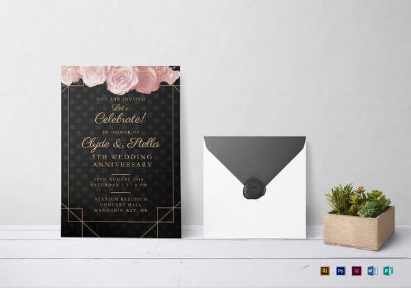 elegant wedding anniversary invitation template