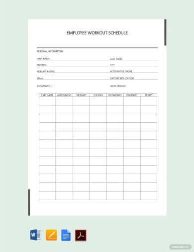 employee workout schedule template