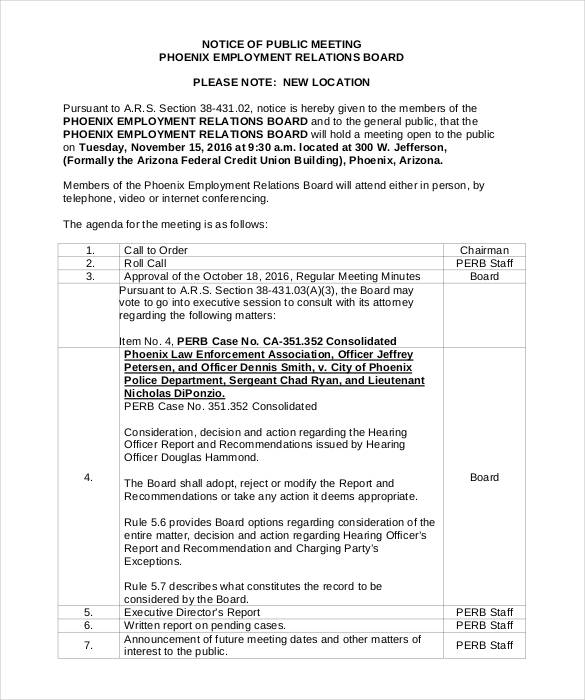 employment meeting note template