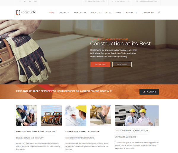 engineering construction wordpress theme