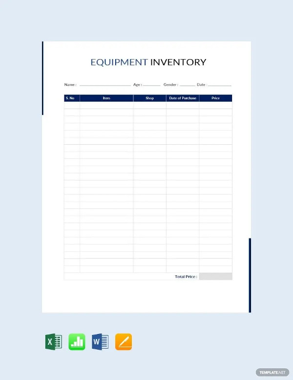 Equipment Inventory Template - 16 Free Word, Excel, PDF Documents Download