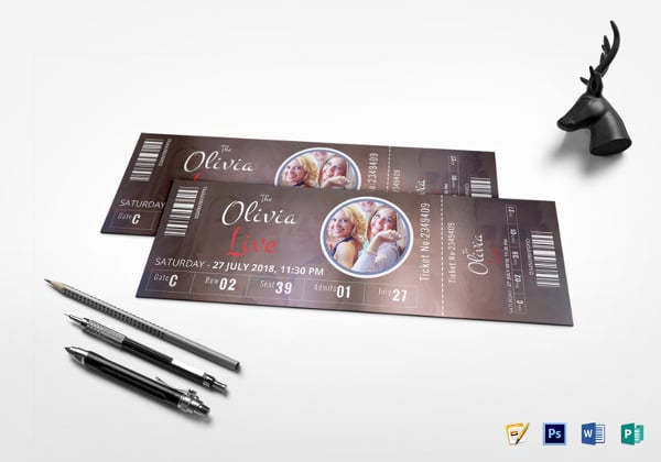 event show time ticket template
