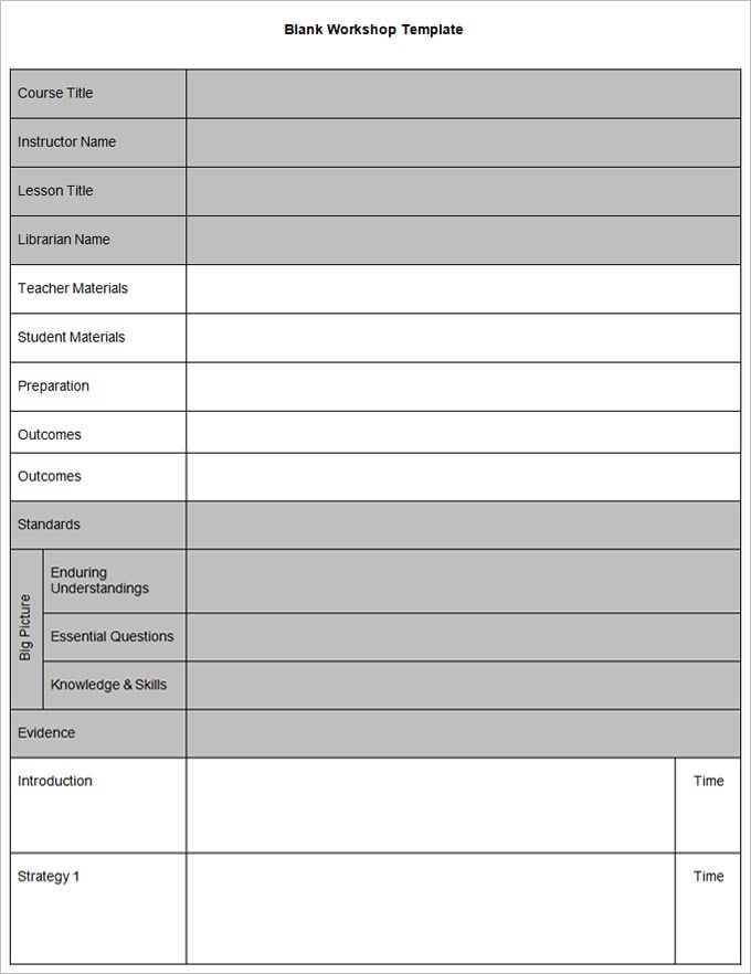 example blank lesson plan template