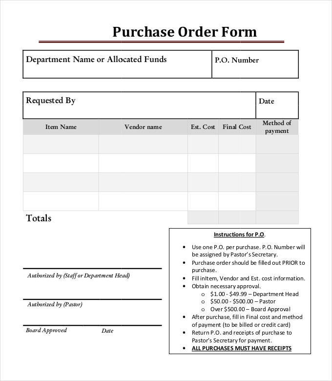 54 Purchase Order Examples PDF DOC