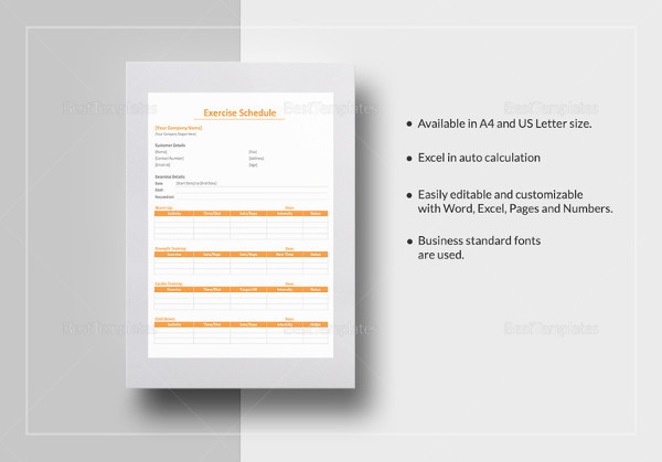 exercise schedule excel template