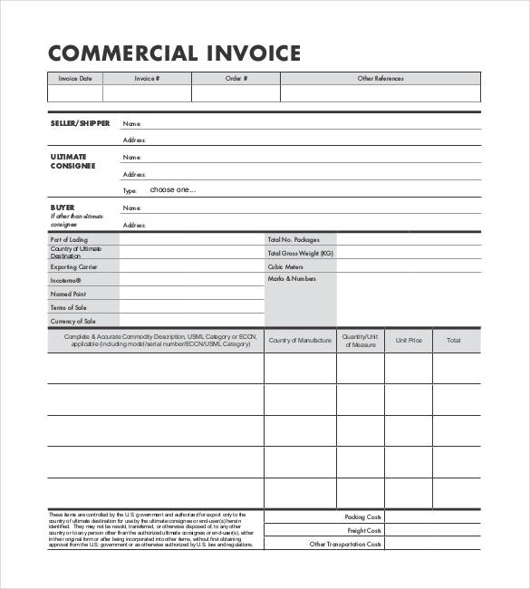 import commercial invoice template