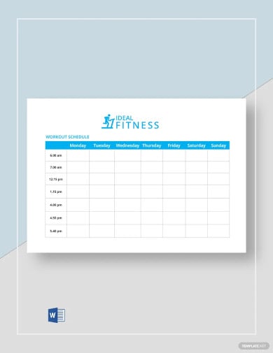 fitness workout schedule template