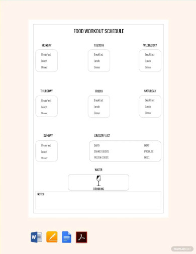food workout schedule template