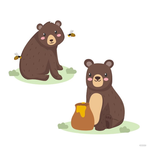 free cartoon bear drawing template