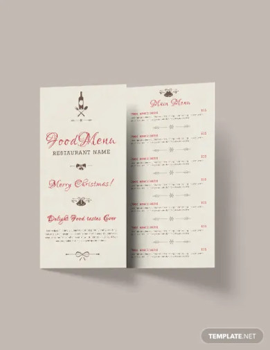 free christmas tri fold menu brochure template