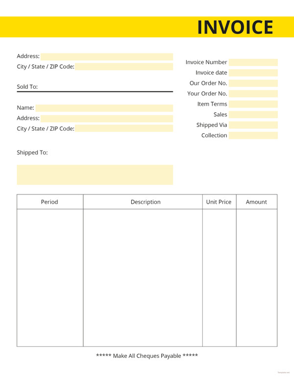 invoice form vat Commercial 30  Templates Invoice Word, Excel, PDF,AI