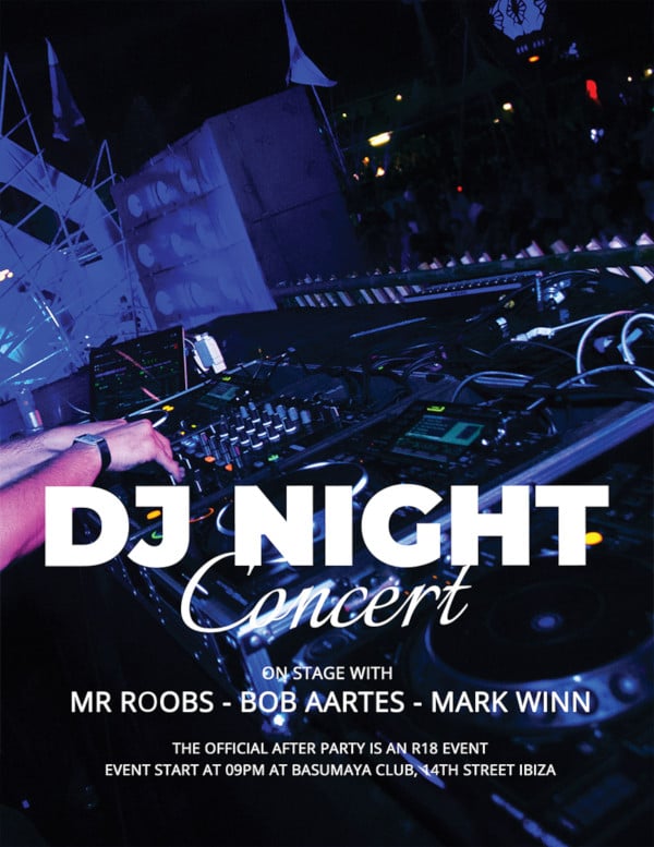 free dj night concert flyer template
