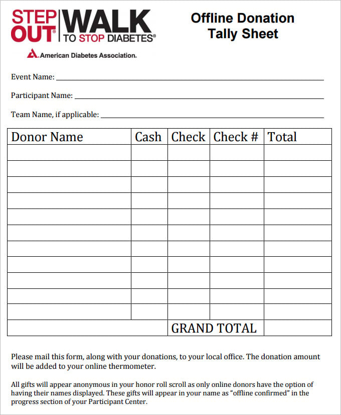 free download donation sheet template pdf