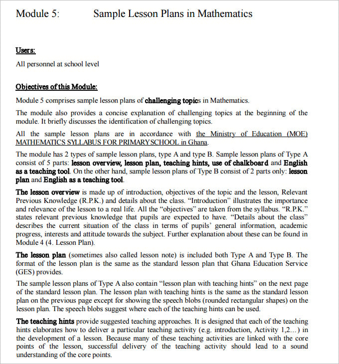 Lesson Plan Template For Math from images.template.net